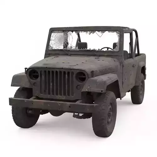 Destroyed Military Jeep 4x4 3D Model