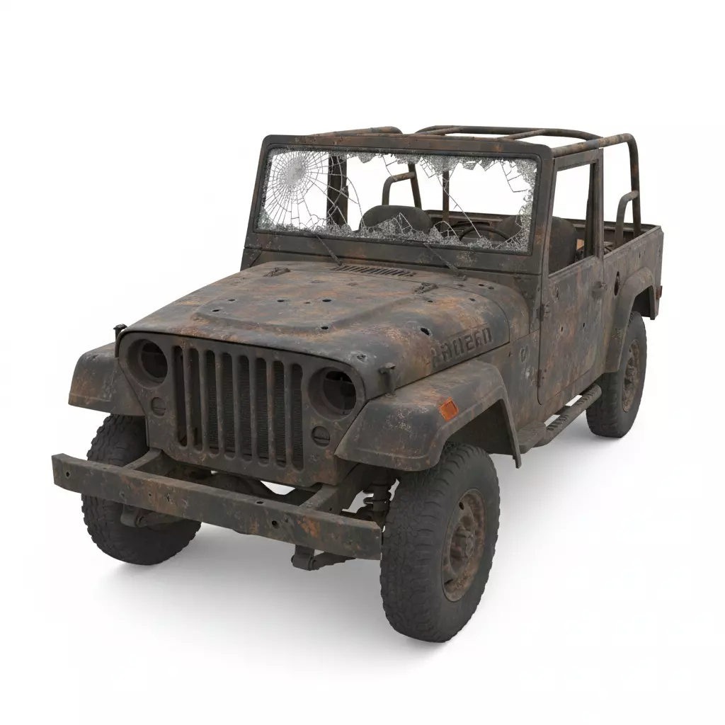 Destroyed Military Jeep 4x4 3D Low-poly 3D model