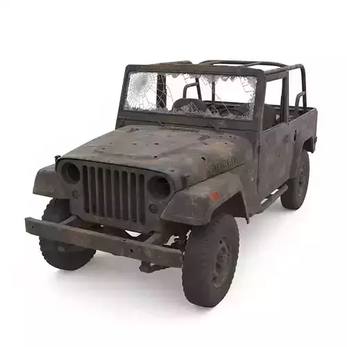 Destroyed Military Jeep 4x4 3D