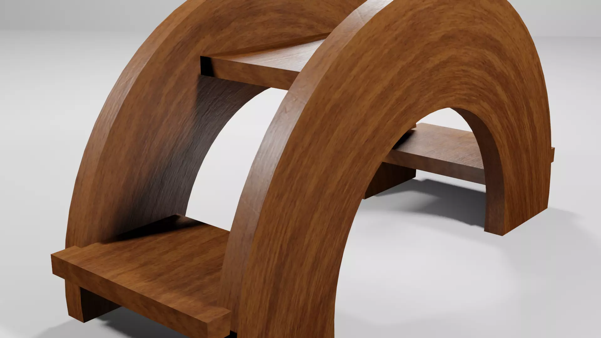 Wooden Plant Stand Modern Curved Interior Decor Asset 3D model