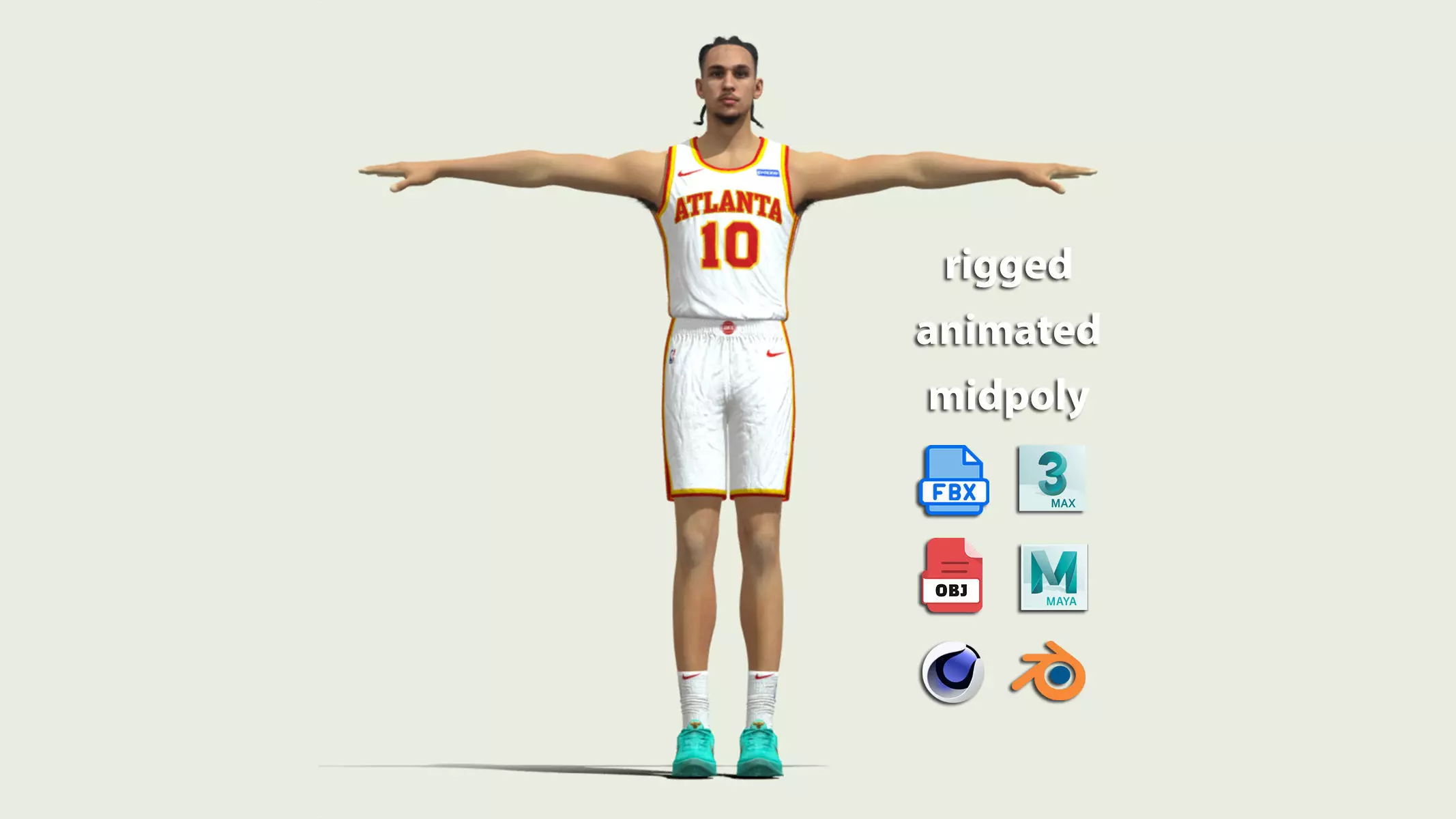 T-Pose Rigged Zaccharie Risacher Atlanta Hawks NBA 3D model