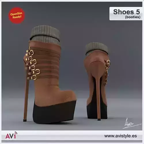 Shoes 5 booties Low-poly 3D model