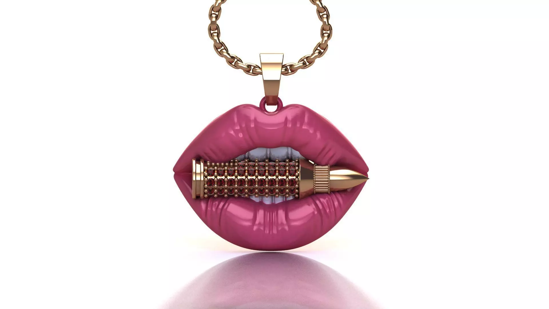 30mm Hot Biting Hip Hop Lips with Bullet Jewelry Pendant 3D print model