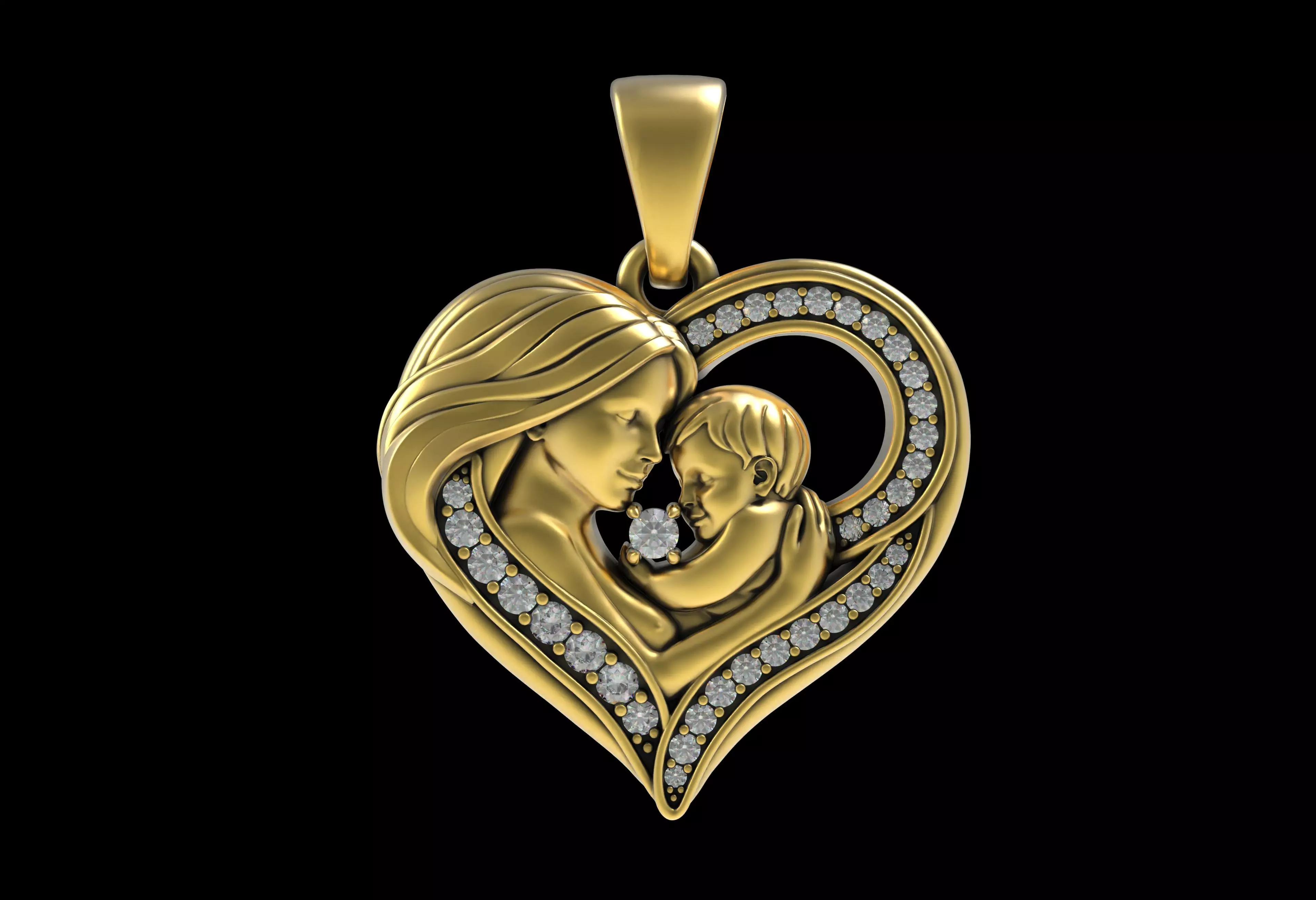 00085 Mother and Son Love Pendant 3D print model