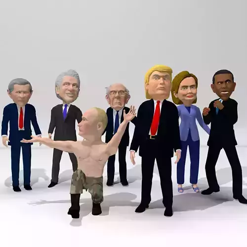 Political caricatures pack  Low-poly 3D model