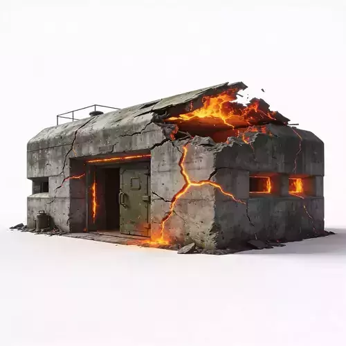 Destroyed Military Bunker with Lava Cracks 3D Model V03