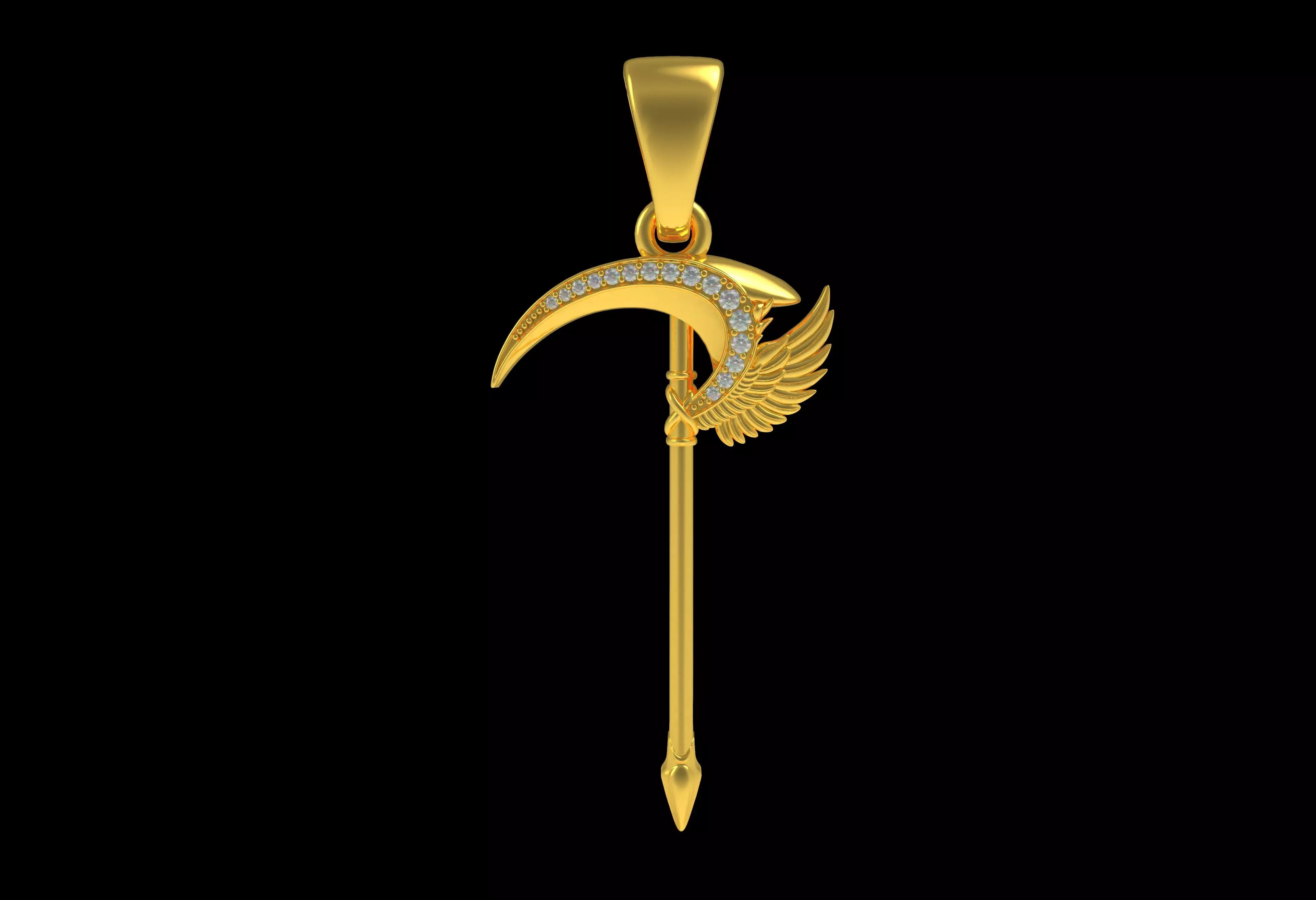 00089 Divine Wing Scythe Pendant 3D print model