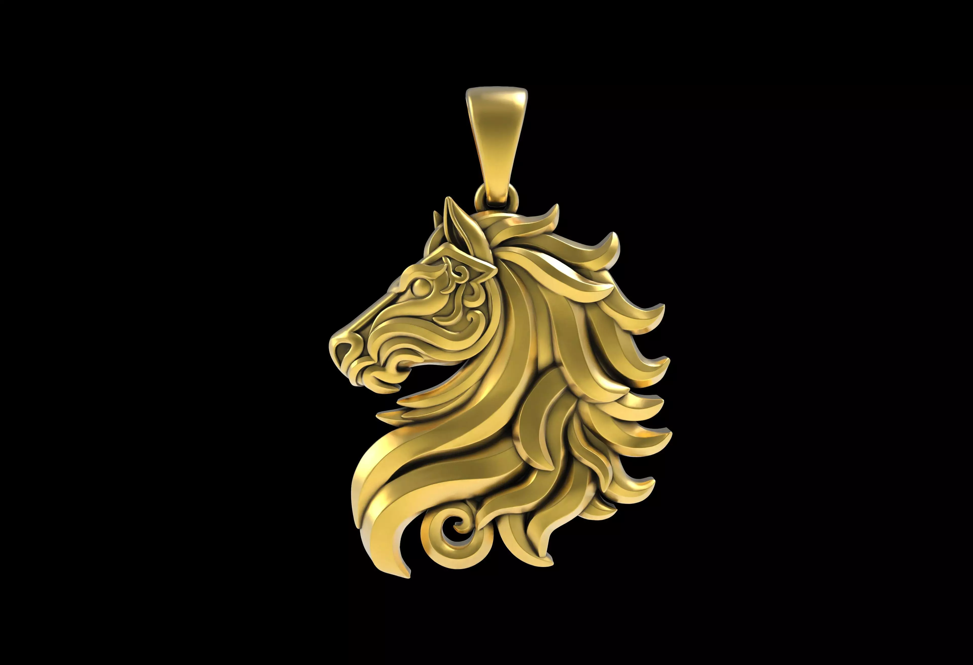 00090 Royal Golden Stallion Pendant 3D print model