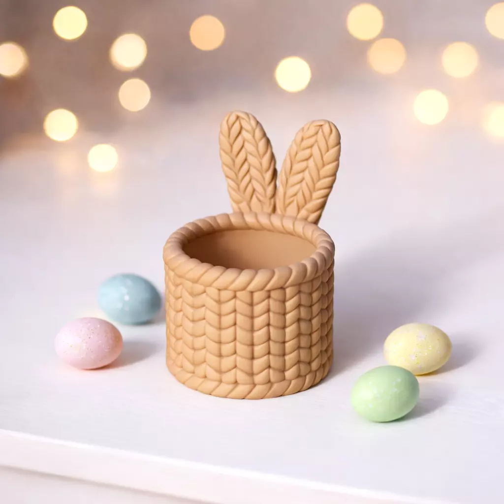 Bunny Ears Basket Knitted Easter Egg - Candy Holder 3D print model
