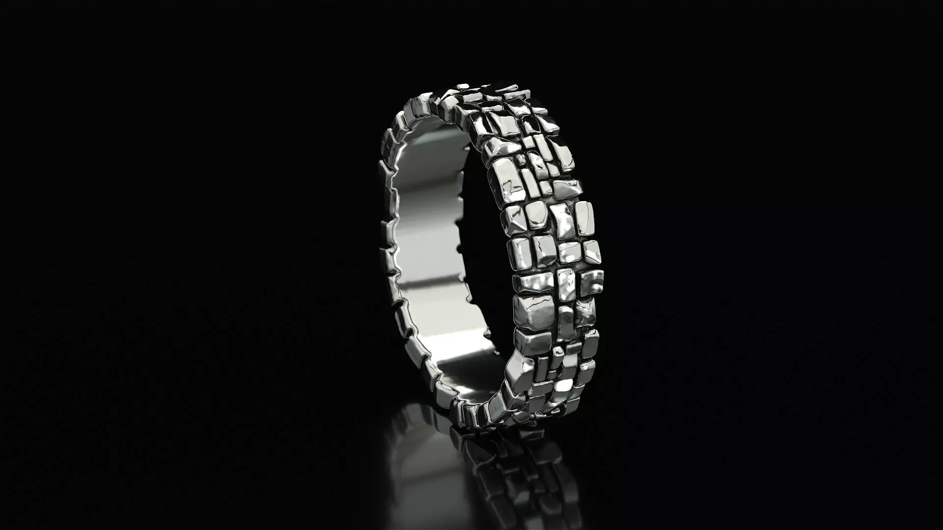 bricks texture eternity silver ring 3D print model