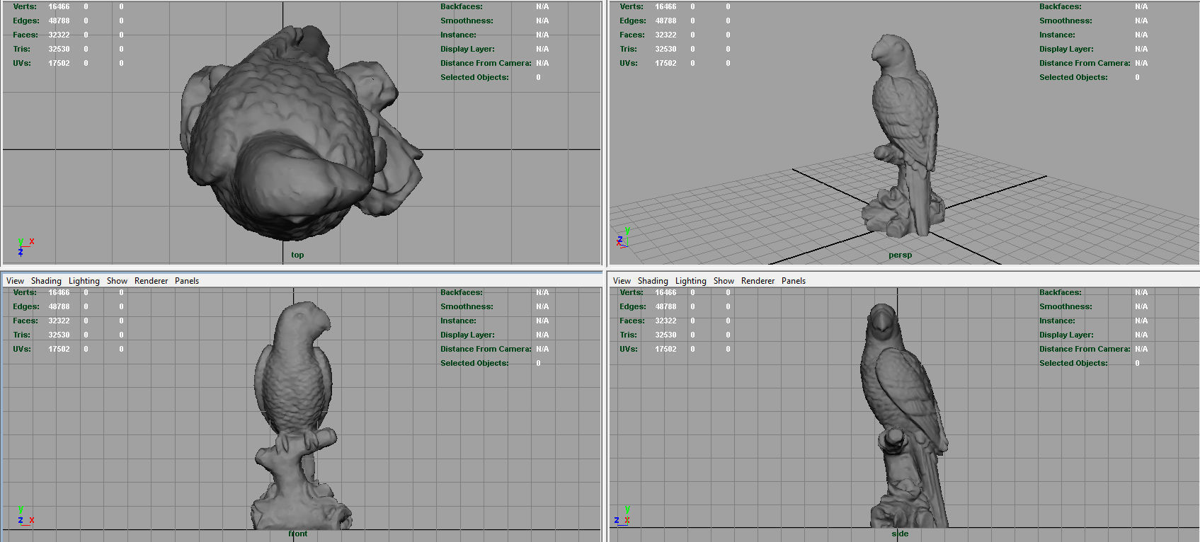 Red Parrot Low-poly 3D model_9