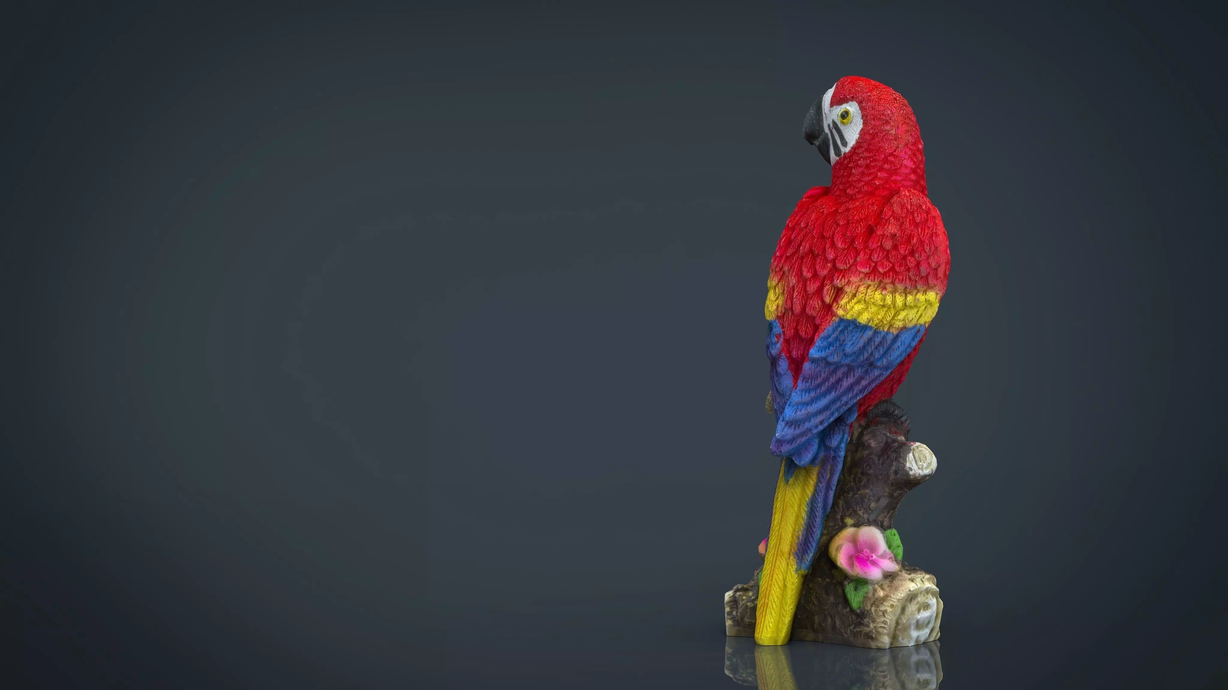Red Parrot Low-poly 3D model_0