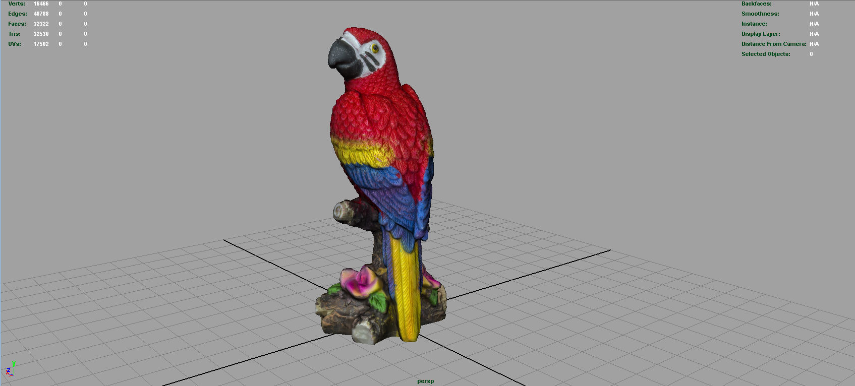 Red Parrot Low-poly 3D model_6