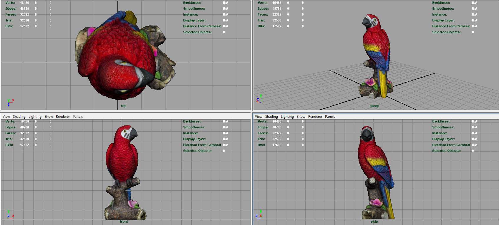 Red Parrot Low-poly 3D model_8