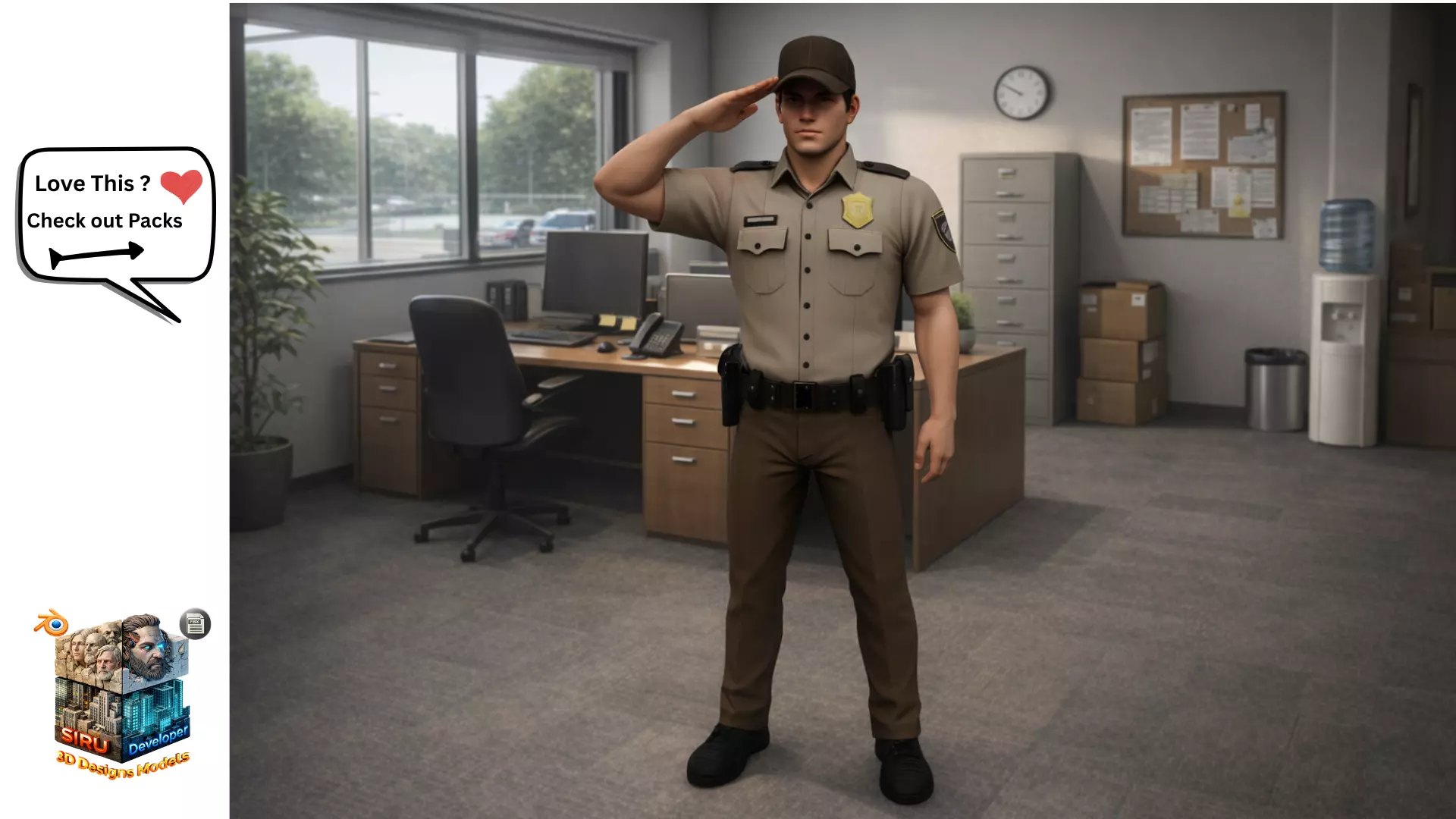 Office Security Guard 3 Rigged Low Poly Game Ready Character Low-poly 3D model