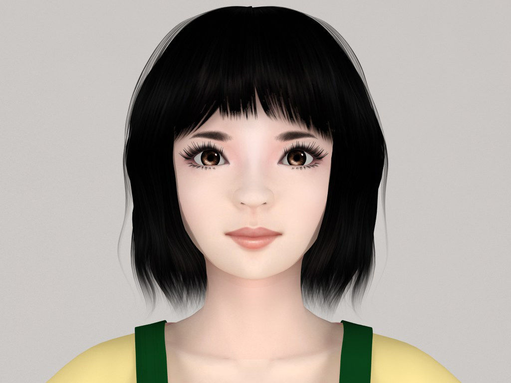 T pose nonrigged model of Kayoko with various outfit  3D model_1