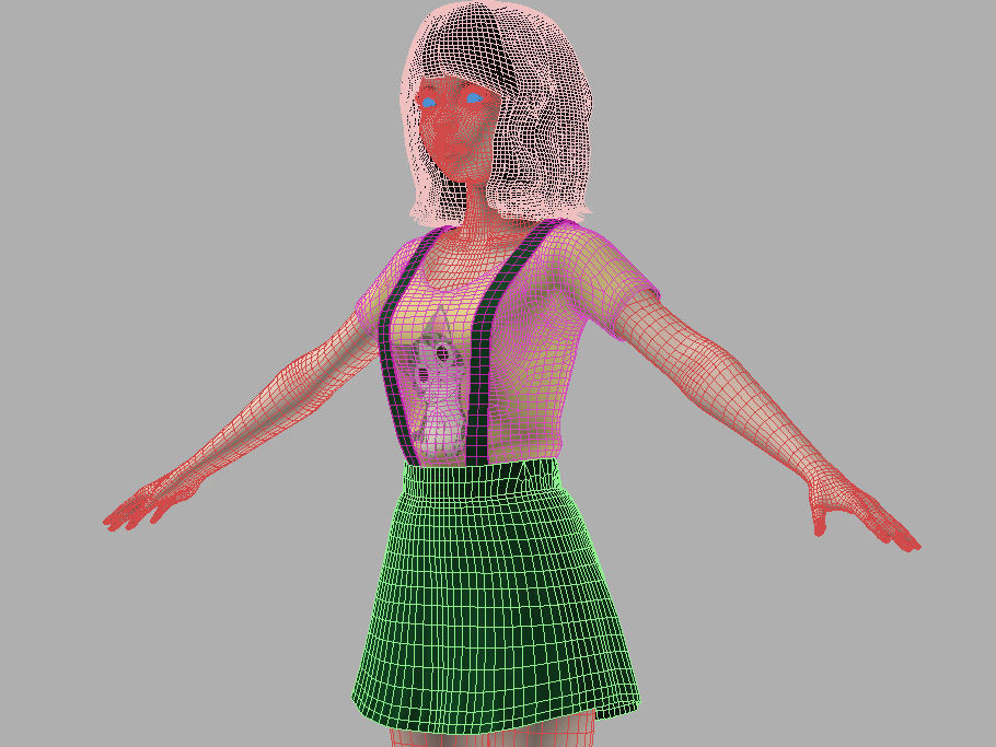 T pose nonrigged model of Kayoko with various outfit  3D model_7