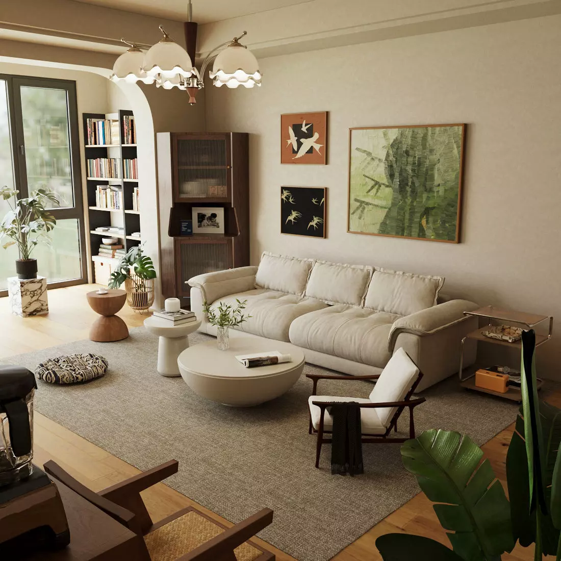 Mid century modern living room 3D model