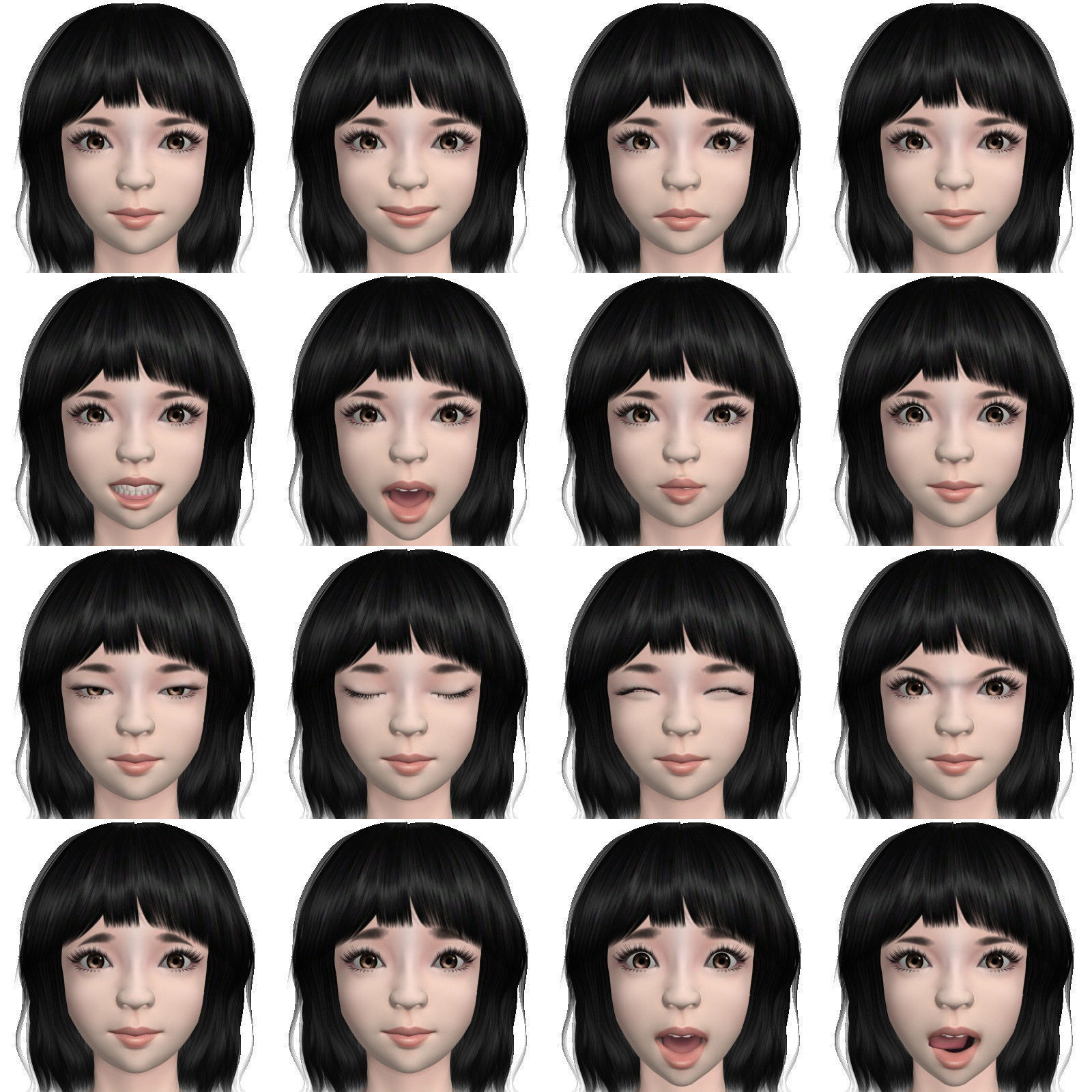 T pose rigged model of Kayoko with various outfit 3D model_4