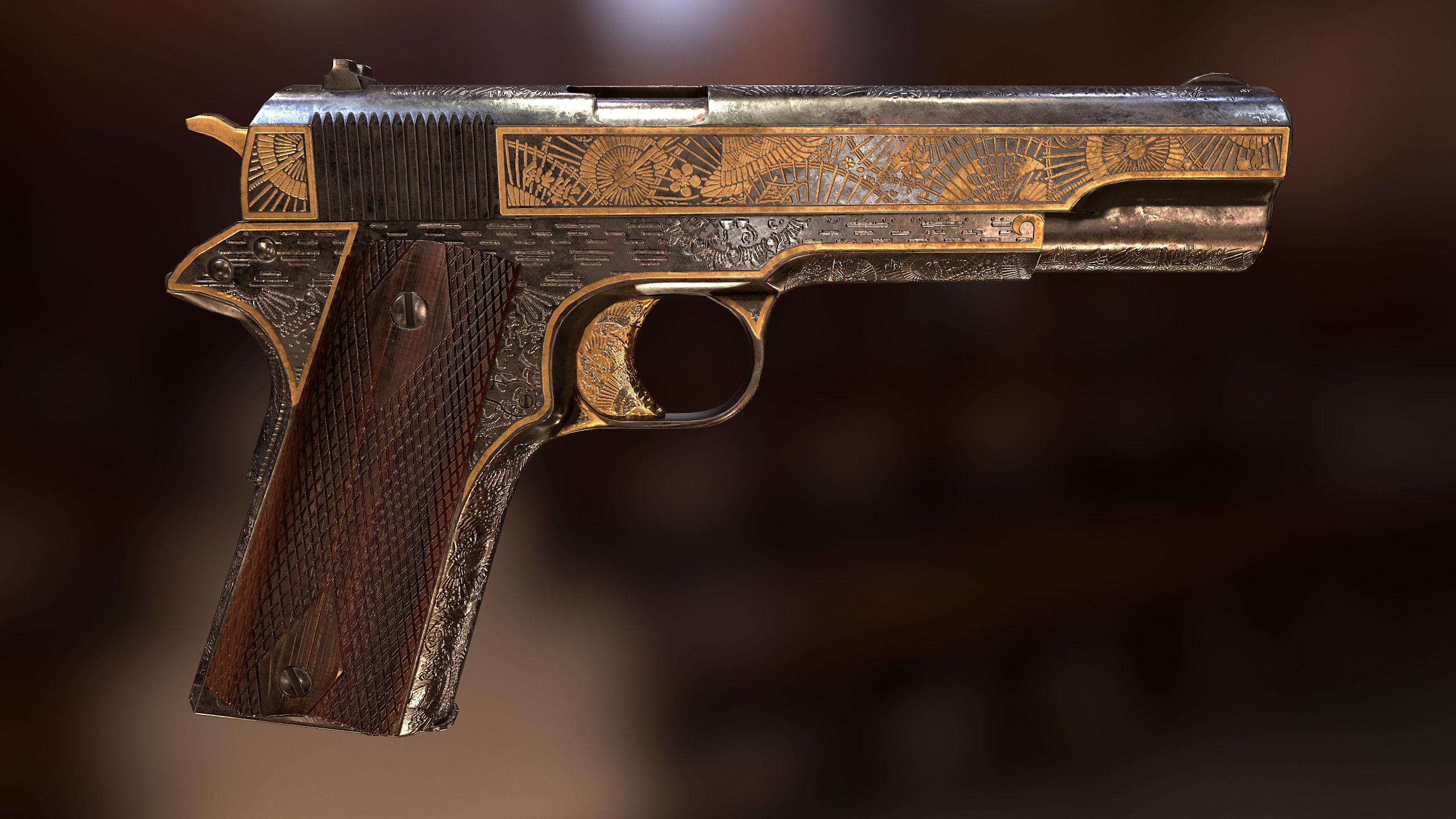 Colt 1911 Yakuza style Low-poly 3D model_4