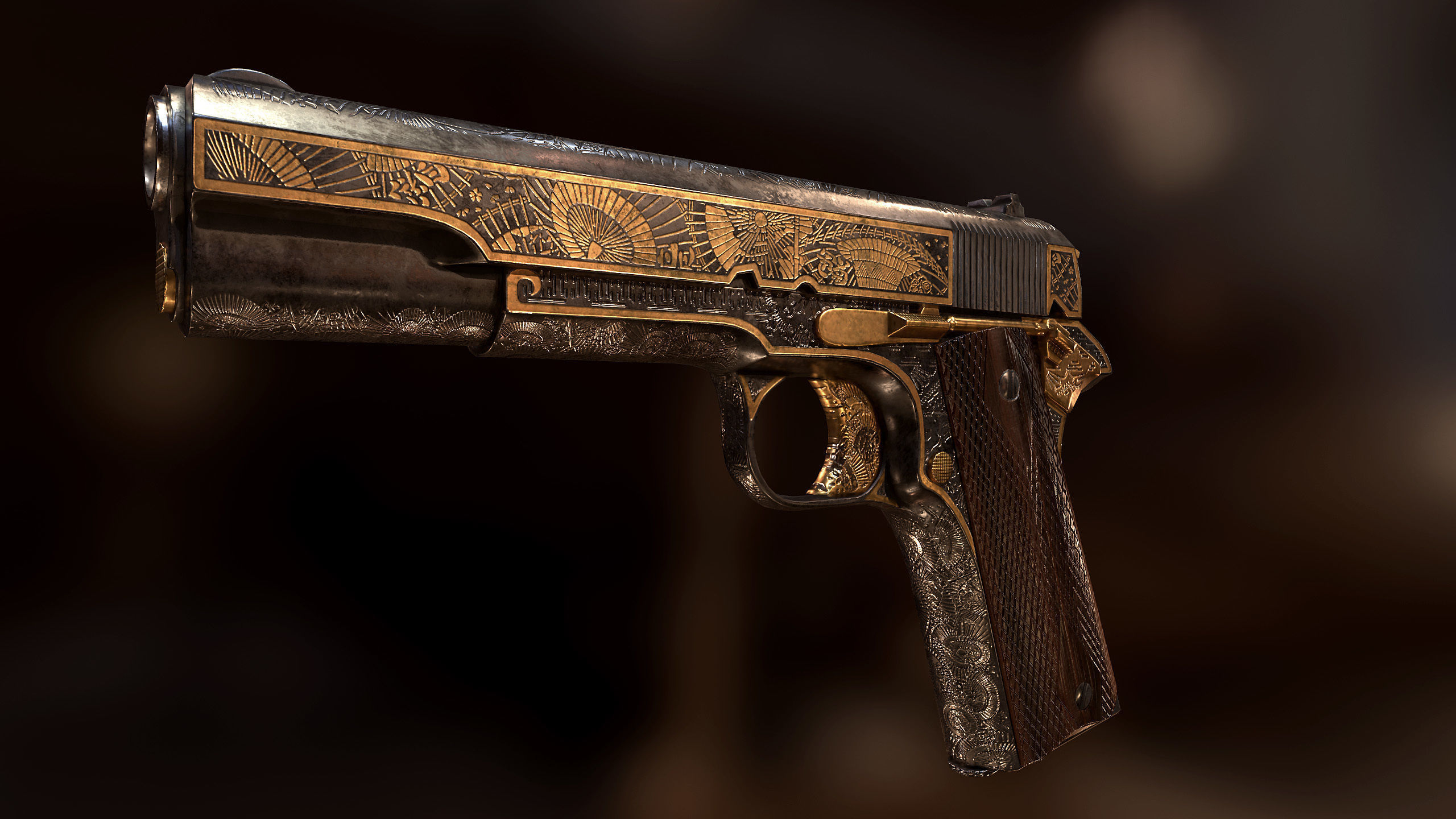 Colt 1911 Yakuza style Low-poly 3D model_2