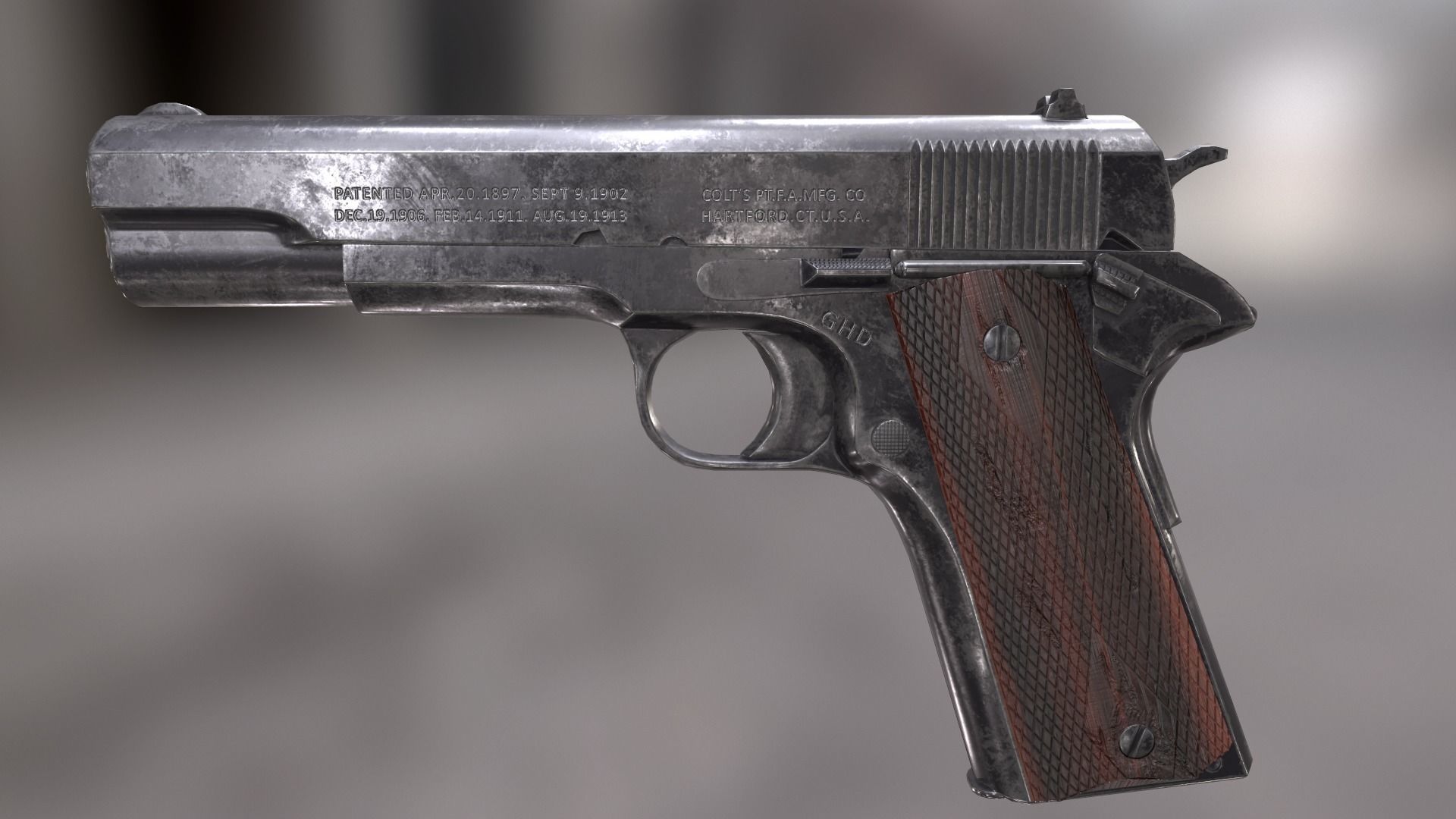 Colt 1911 Low-poly 3D model_2