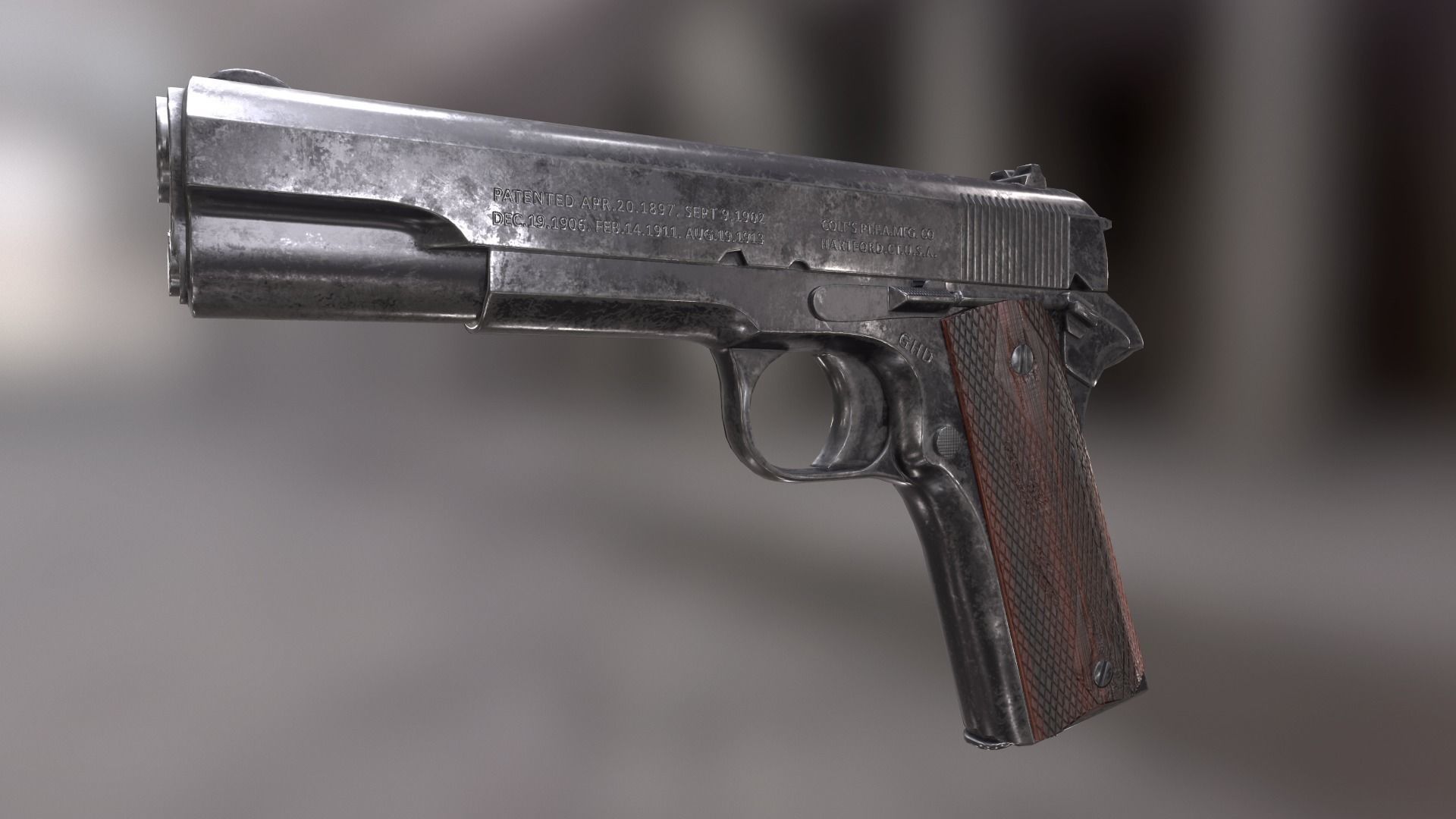 Colt 1911 Low-poly 3D model_4