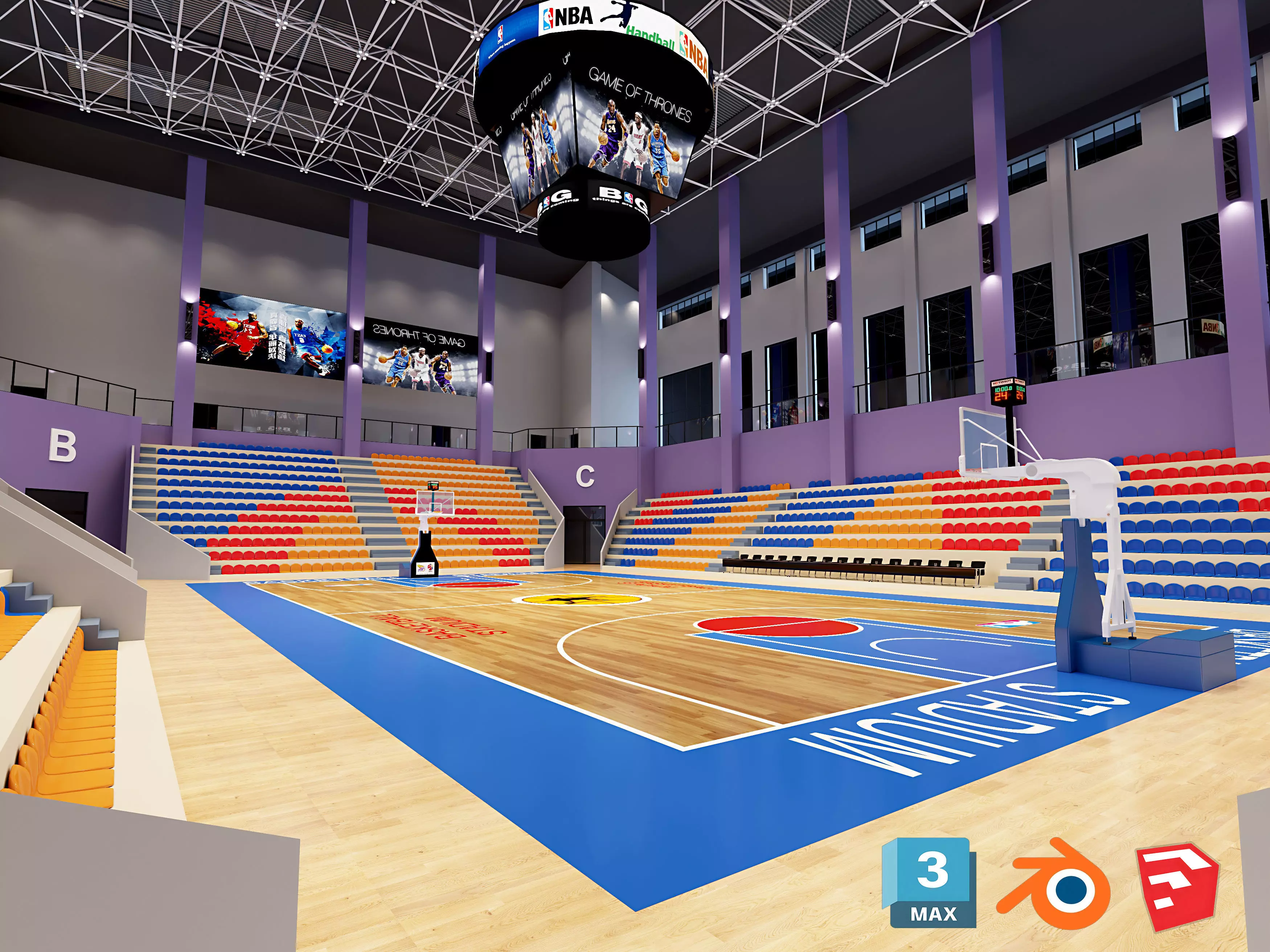 Basketball Gym Low-poly 3D model