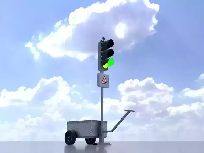 Mobile construction site traffic lights Green