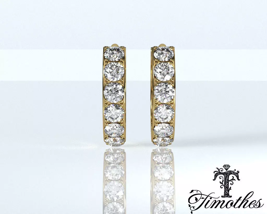 Timothes Diamond Earing 3D JewelryModel Printable 3D ER51 3D print model