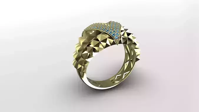 Geometric Pyramid V-Shaped Band - 14K Gold