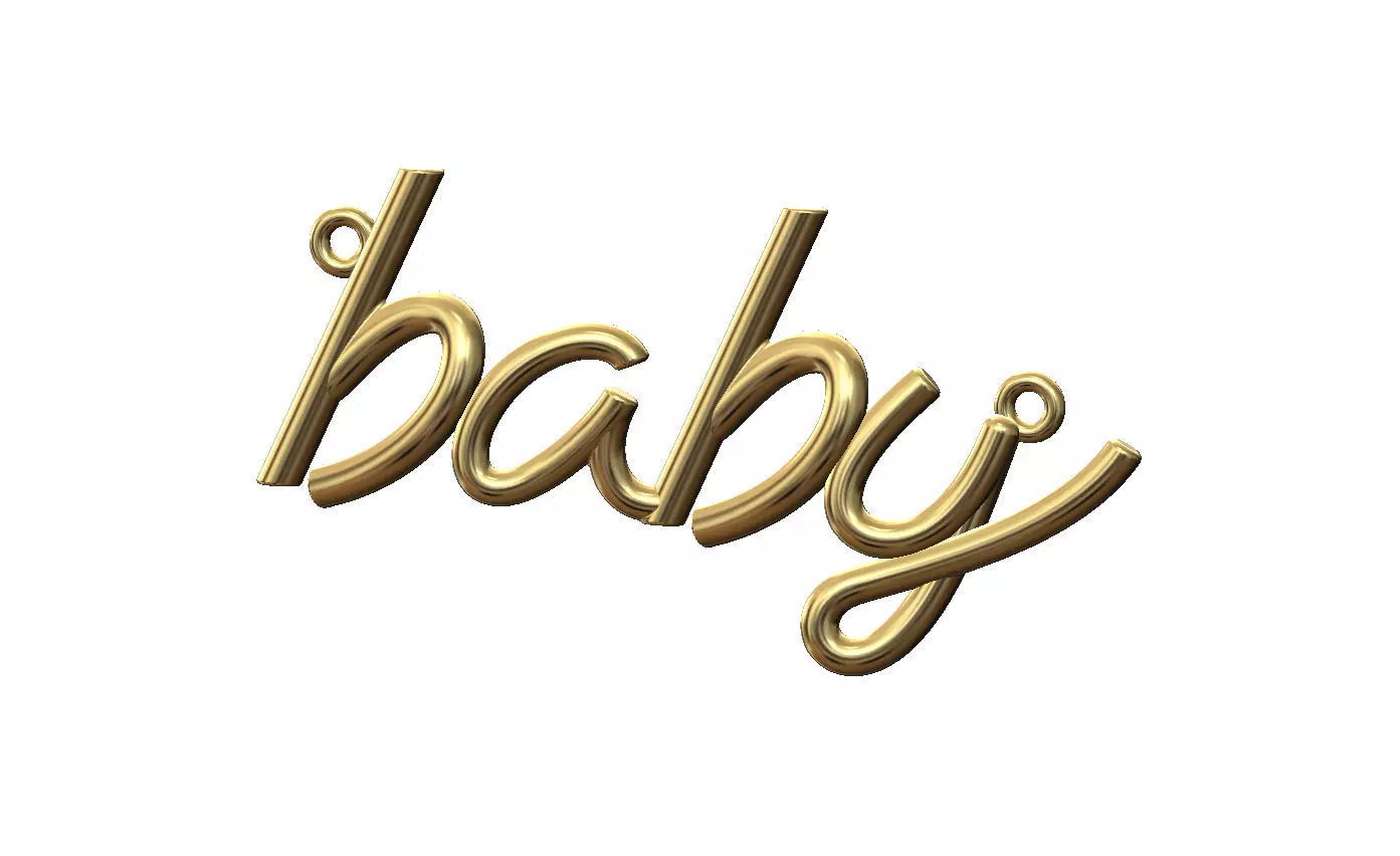 Baby name 3d letters wire pendant and charm 3D print model