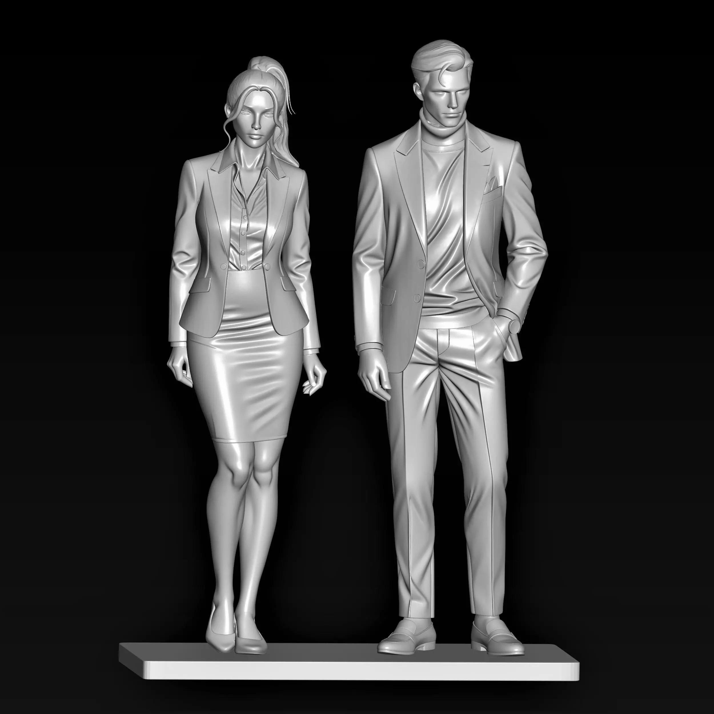 executive men and women 3D print model