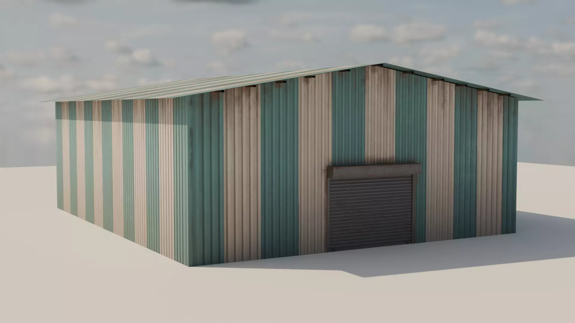 Industrial Corrugated Warehouse - PBR Game Ready Low-poly 3D model