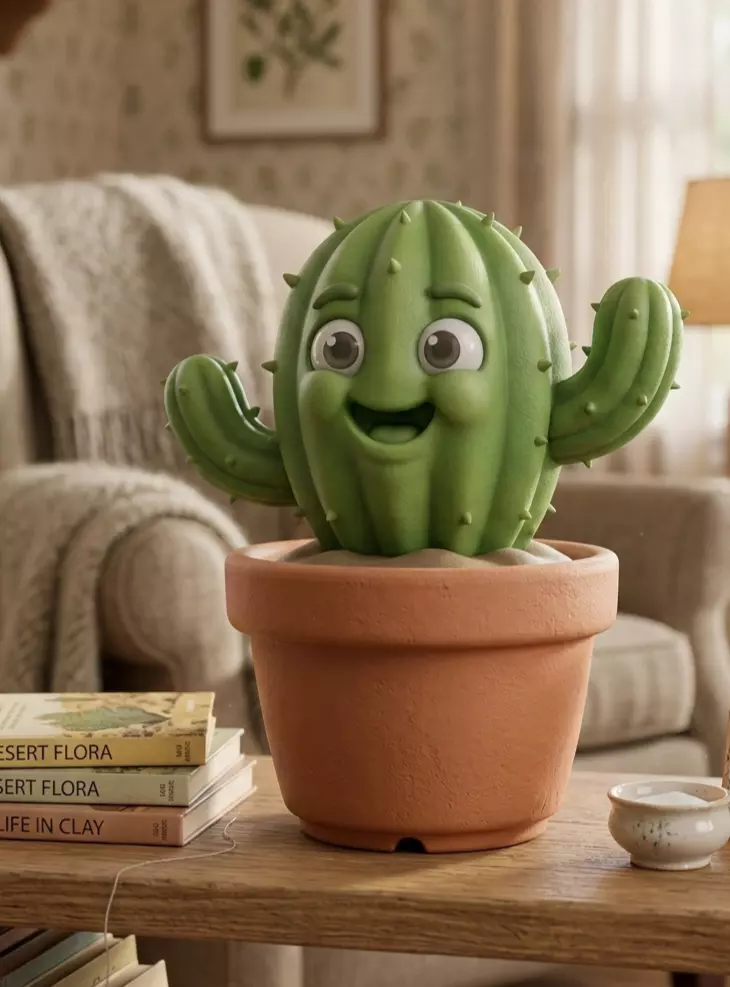 Stylized Kawaii Cactus Desk Companion 3D model 3D printable | CGTrader
