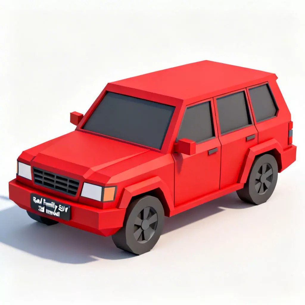 Red Family SUV 3D Model 3D Model Low-poly 3D model