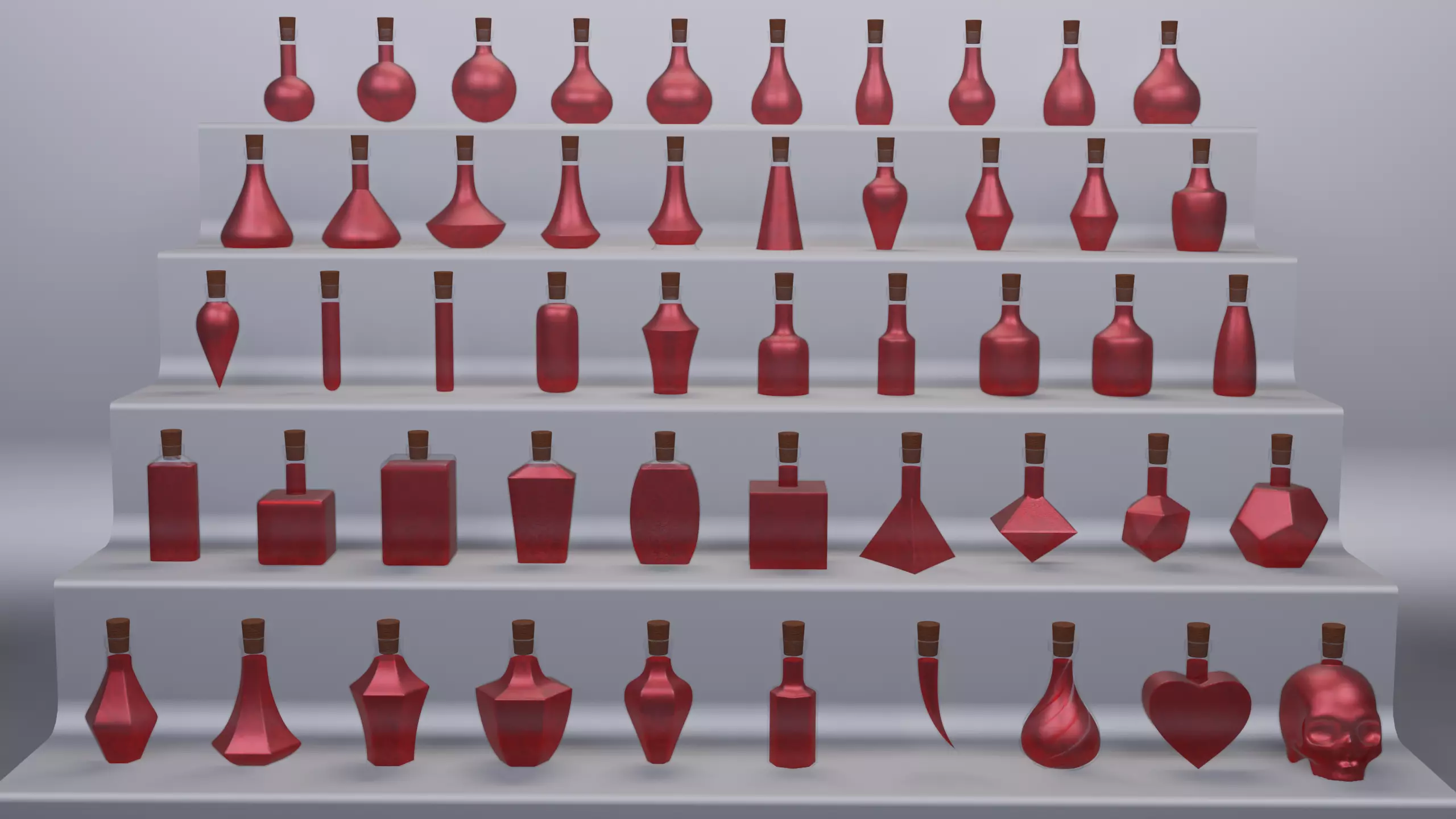 50 Potions Pack Low-poly 3D model