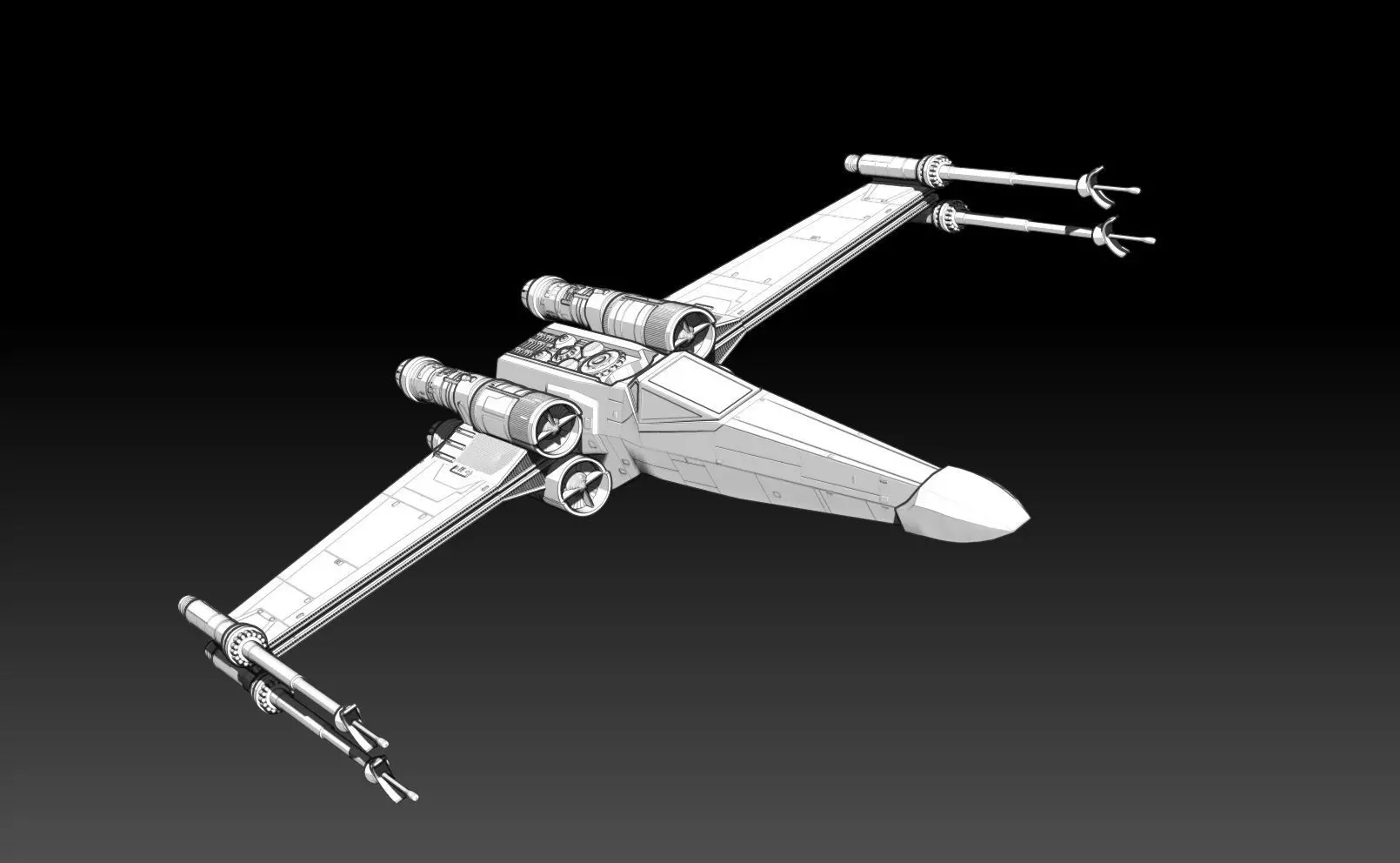 Ex Wing Space Fighter 3D print model