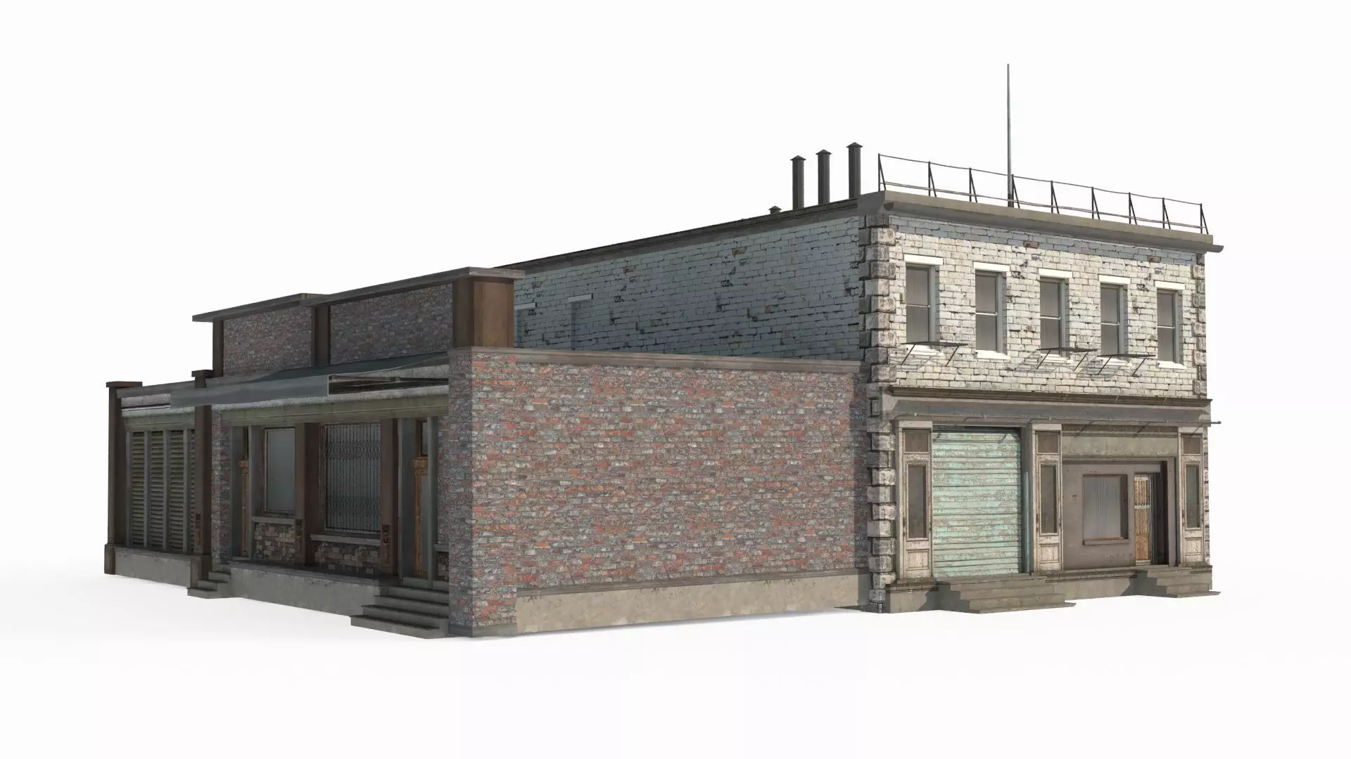 20th century architecture housing and shops 3D model