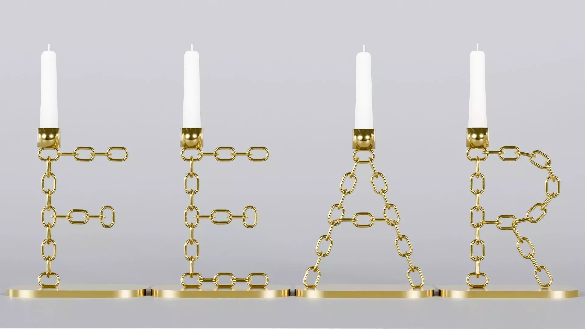 FEAR Gold Candleholder 3D Model True Renders UV 4K PBR Textures Low-poly 3D model