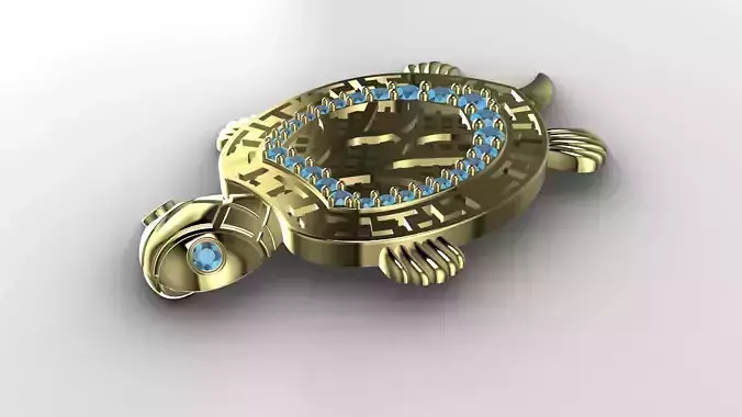 Articulated Sea Turtle Filigree Pendant - 14K Gold