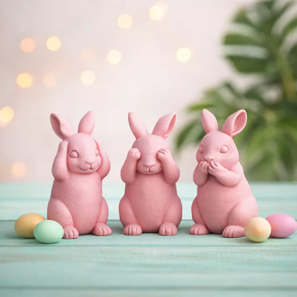 Easter Bunny Trio See Hear Speak No Evil Rabbit Set 3D print model