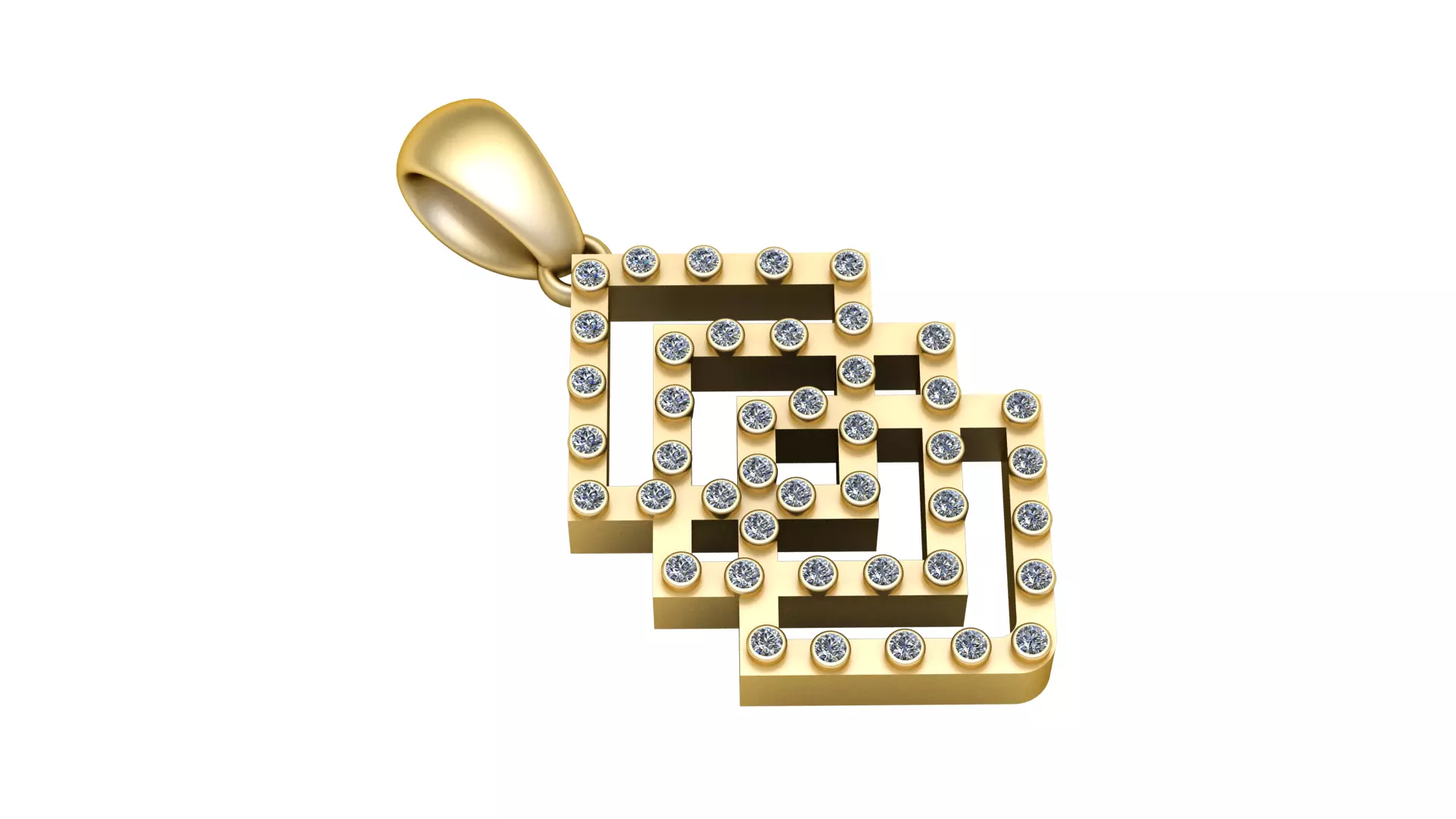 Triple Interlocking Diamond Square Medallion in 3D print model