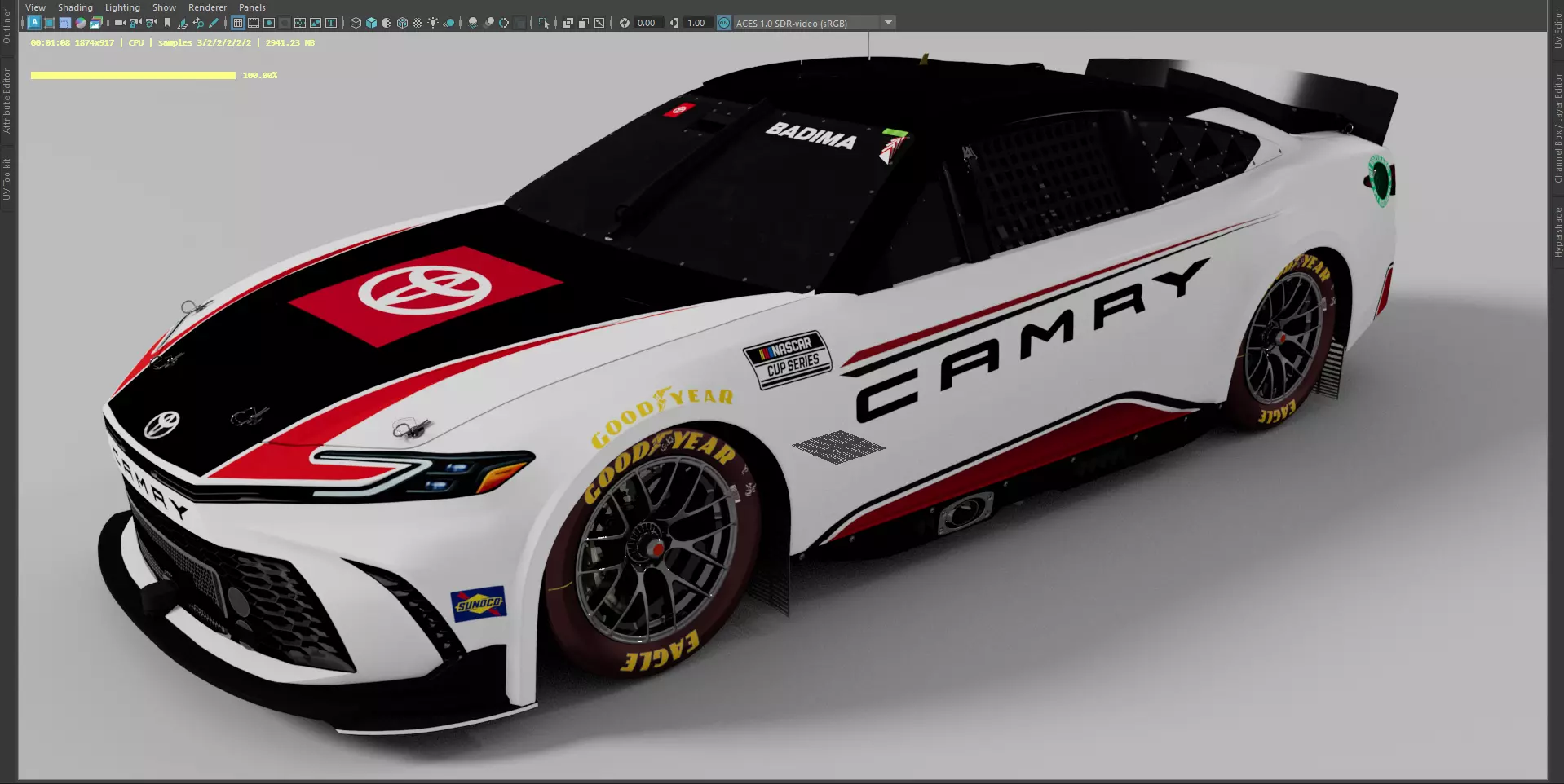 Toyota Camry XSE Maya and Blender file Low-poly 3D model