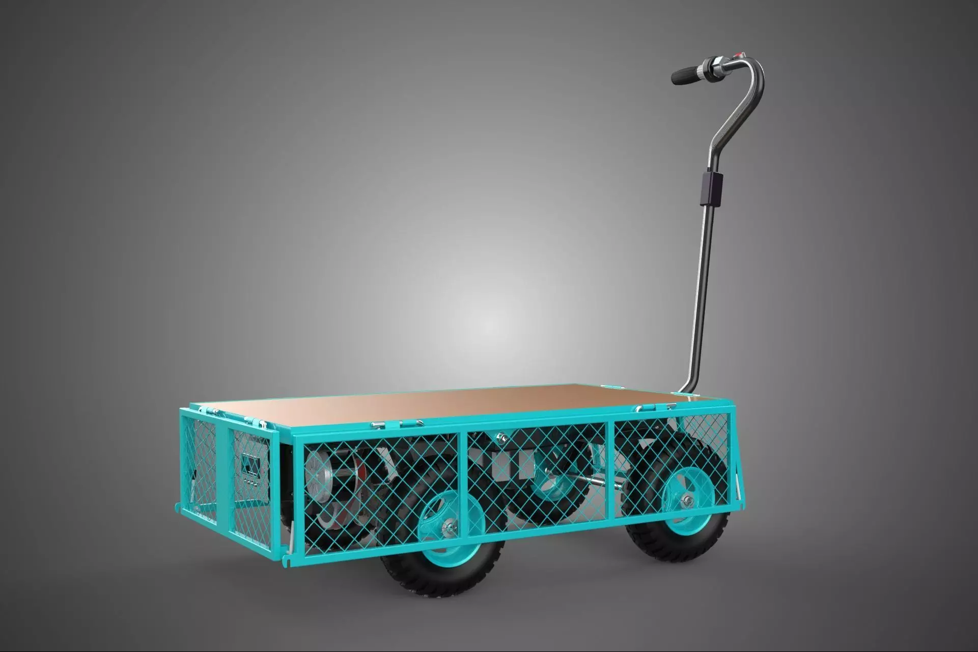 ELECTRIC FOLDING METAL GRID SIDE MESH TROLLEY CART WAGON GARDEN 3D model