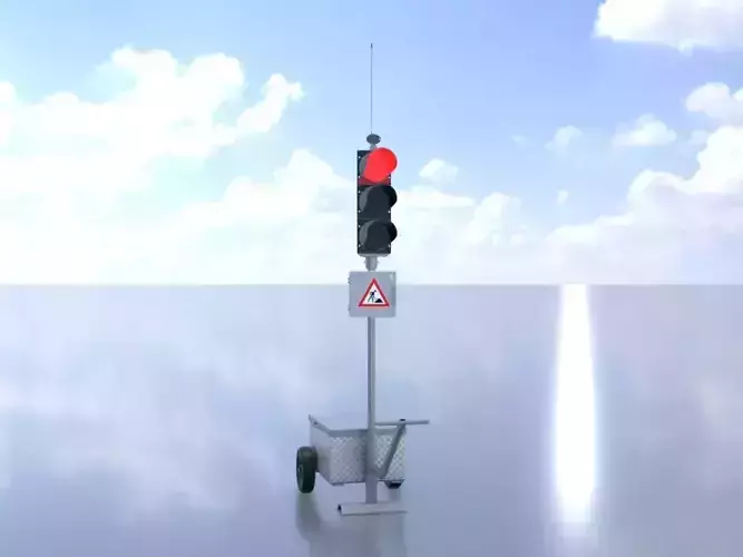 Mobile construction site traffic light Red
