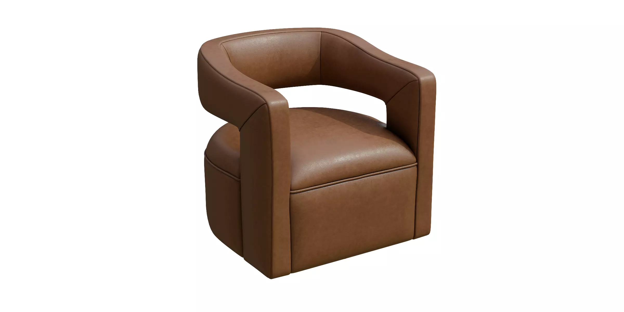 Modern Vegan Leather Open Back Swivel Barrel Accent Chair Low-poly 3D model