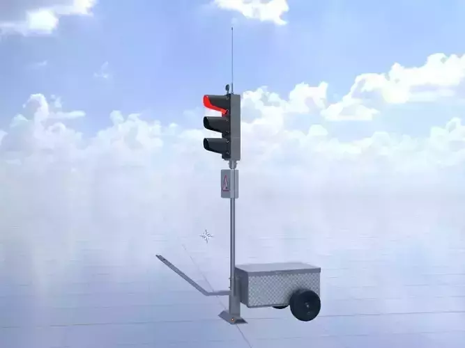 Mobile construction site traffic lights Animated
