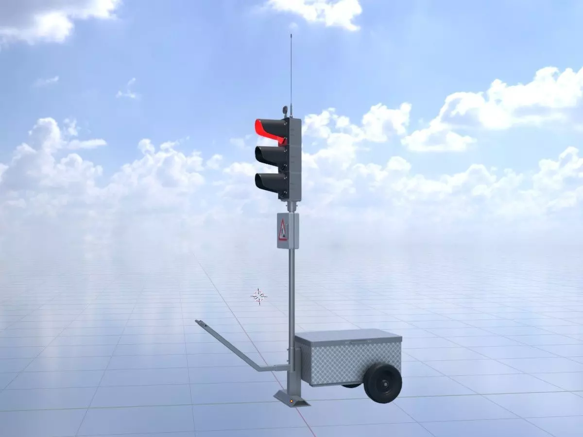 Mobile construction site traffic lights Animated Low-poly 3D model