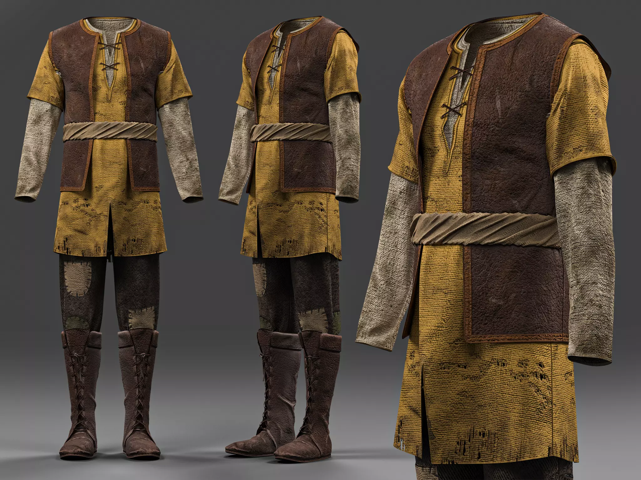 Medieval Adventurer Outfit Low-poly 3D model